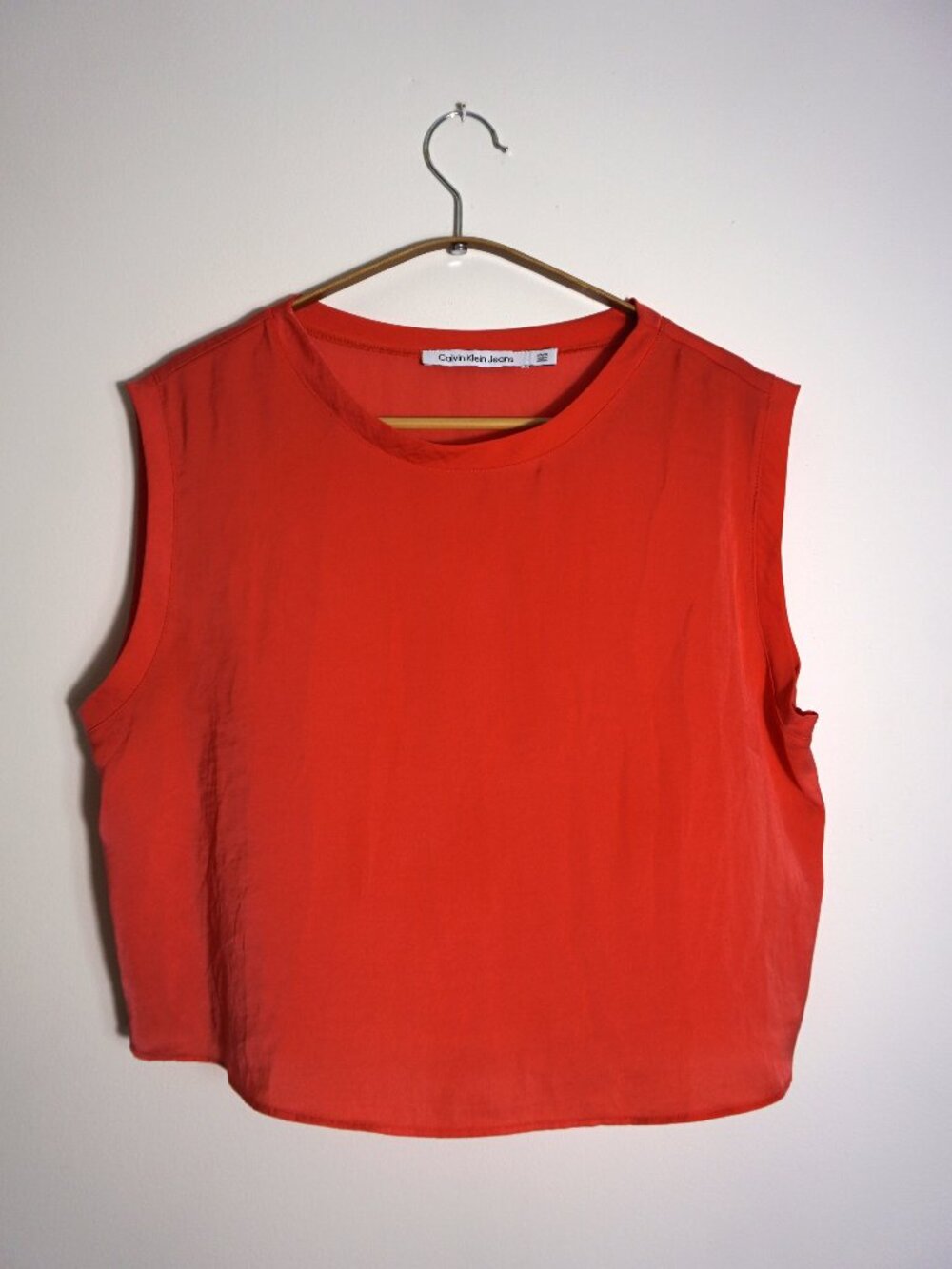 Calvin Klein Satin Tank top - Size Small, Cropped/ box fit